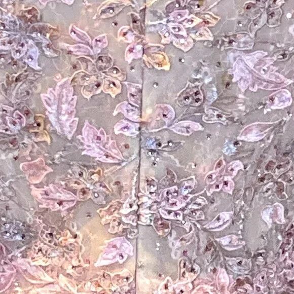 Mac Duggal 70224 Floral Applique Long Sleeve Illusion Gown Rose Pink NWT - Picture 5 of 8